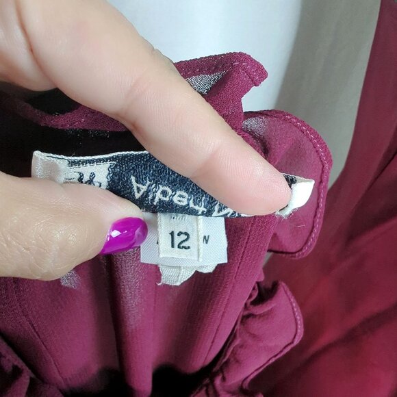 Vintage Albert Nipon Dress Medium Victorian Pleated Midi - Picture 12 of 12